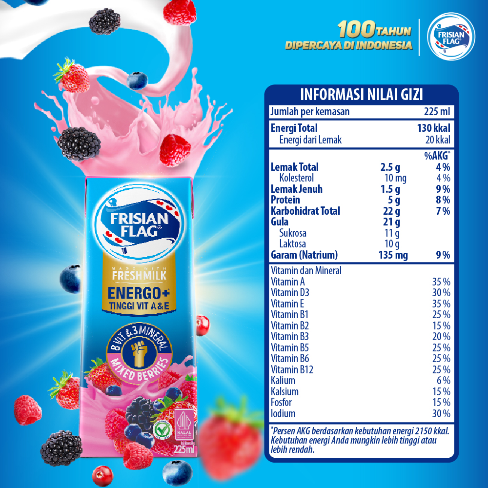 BARU! Susu UHT Frisian Flag Matcha & Mixed Berries tinggi Vitamin A&E