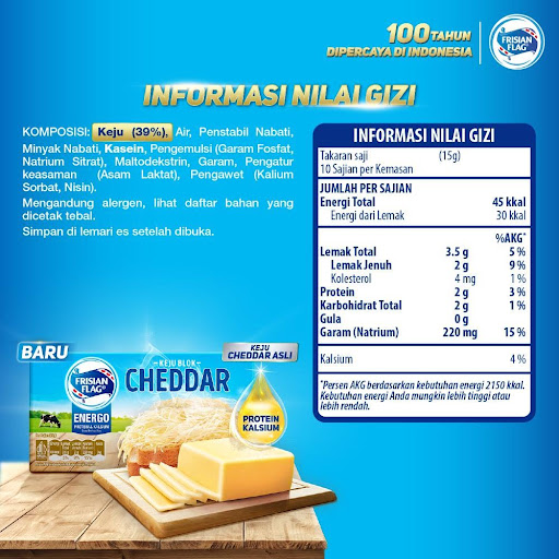 BARU! Frisian Flag Keju Cheddar mengandung Protein dan  Kalsium