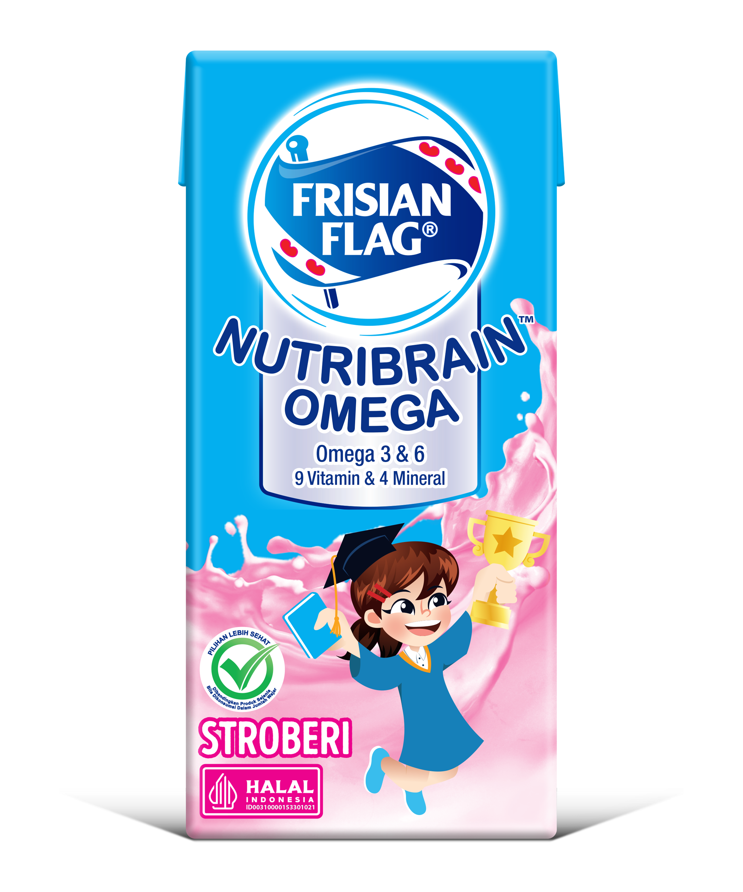 Frisian Flag Nutribrain Omega rasa Stroberi: Nikmat & Bernutrisi untuk Anak Cermat